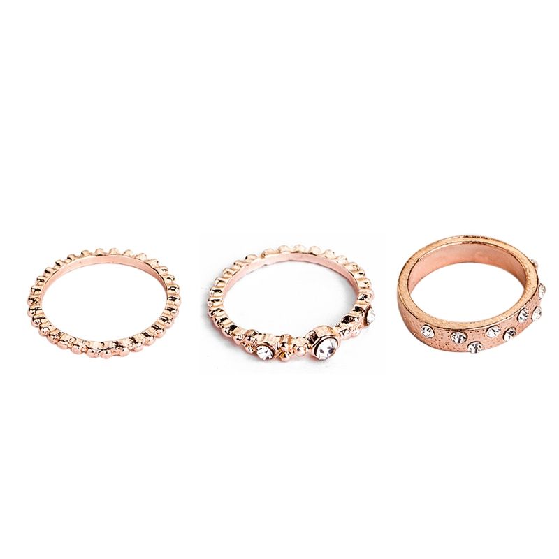 5 PCS/Set Fashion Women Rose Gold Rhinestone Elegant Rings Jewelry Set, Size:6