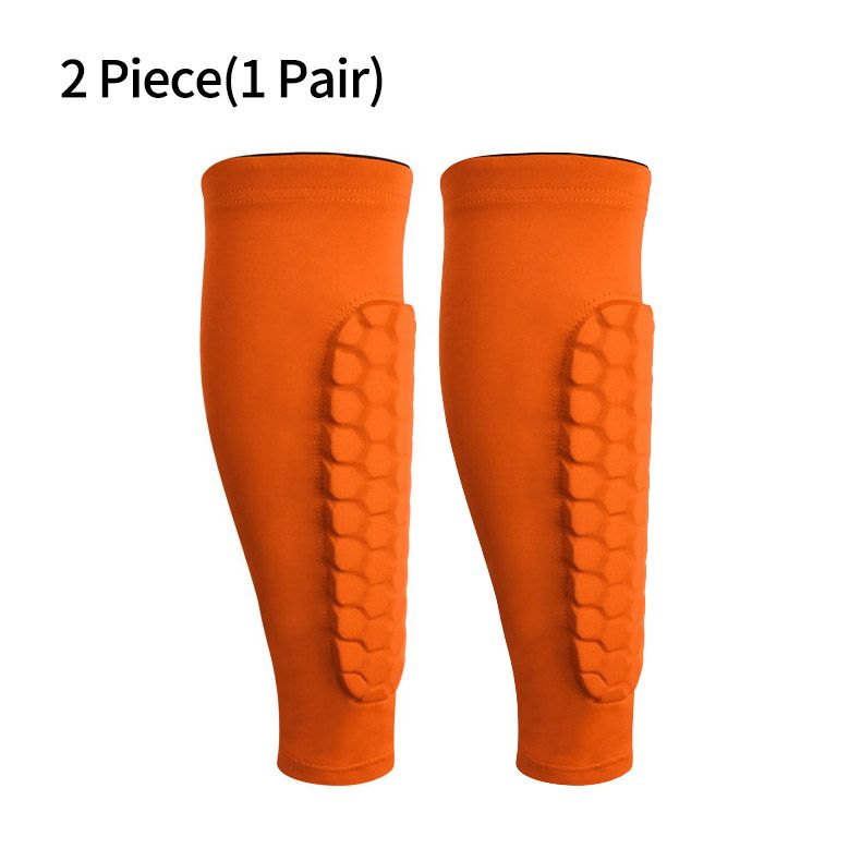 Professional Honeycomb Shin Guards Soccer Football Shinguard Guards Socks Shin Protector Pads Protective Shield Gear For Adults-Orange 2 Piece