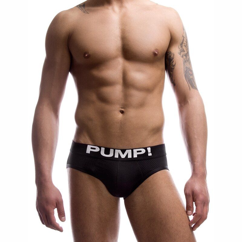 Mesh Briefs Cotton Underwear Male G-String Jockstrap Convex Pants Sexy Men Underwear(#589Black)