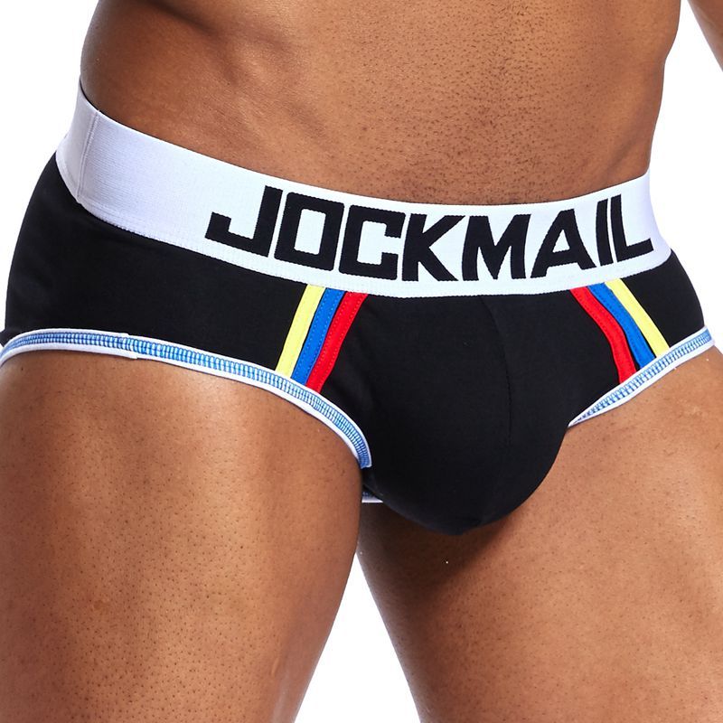 JOCKMAIL Y Men Underwear Penis  Enlargement Man Briefs Cotton Male -Black