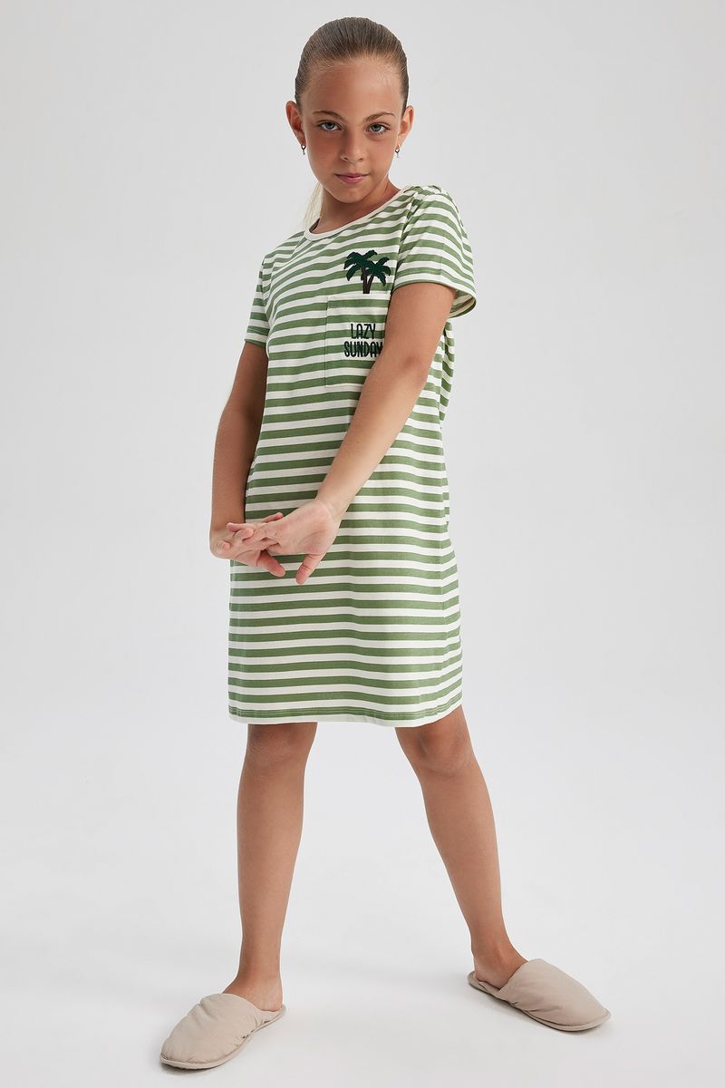 Girl Special Collection Regular Fit Short Sleeve Homewear Dress - Beige