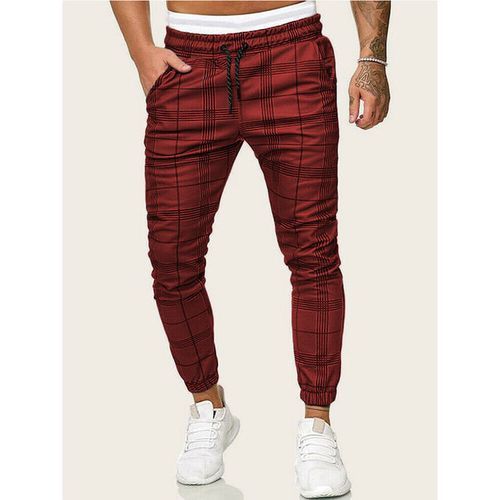 Autumn Winter Fashion Plus Size Men PantsCasual Gym Long Sport Pants Slim Fit Trousers Running Joggers Gym Sweatpants(#Red)