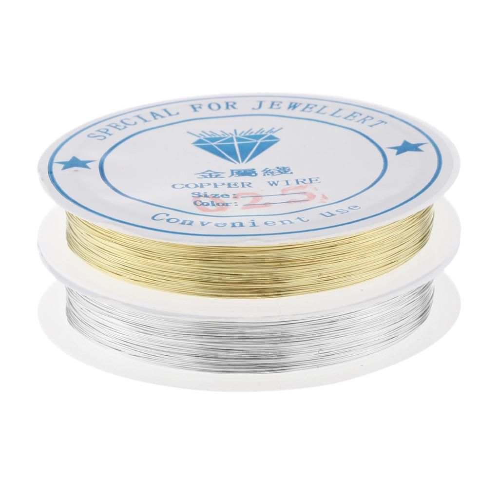 2x Silver/Gold 0.25mm Jewellery Copper Wire For Beading Jewellery
