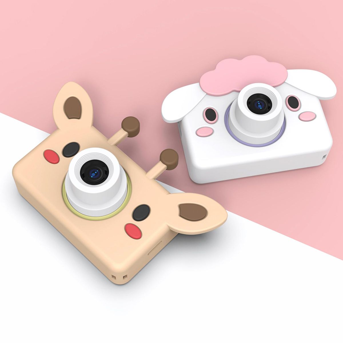 Cute Silicone Cover Portable Guard Light Pink Giraffe