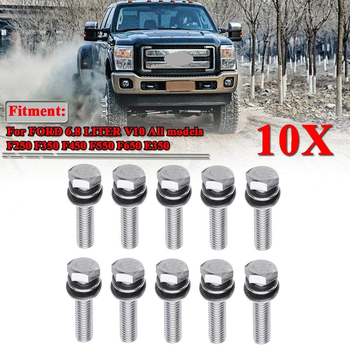 Stainless Steel Exhaust Manifold Studs Stud Bolt Nuts Kit For Ford 6.8 LITER V10