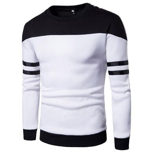 Causual Plus Size Round Neck Sweater Black& White