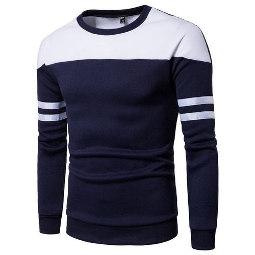 Causual Plus Size Round Neck Sweater Navy Blue