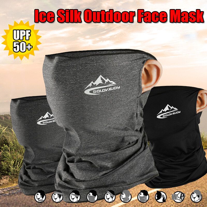 Cool Ice Silk Cycling Half Face UV Sun Protection Riding Running Scarf Breathable Sports Headwear Bike Headband BandanaMask Black