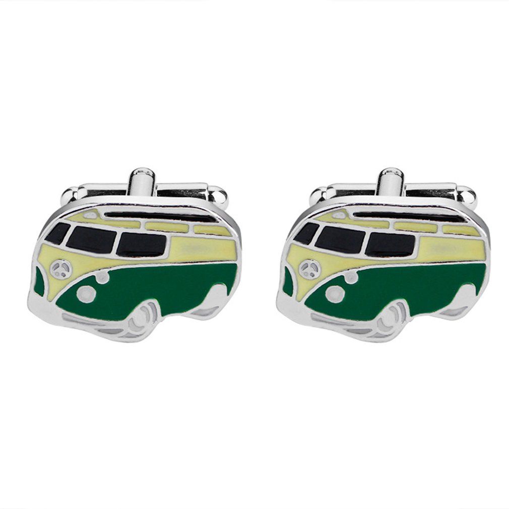 B1128 Fashion Creative Green Bus Cufflinks-B1128