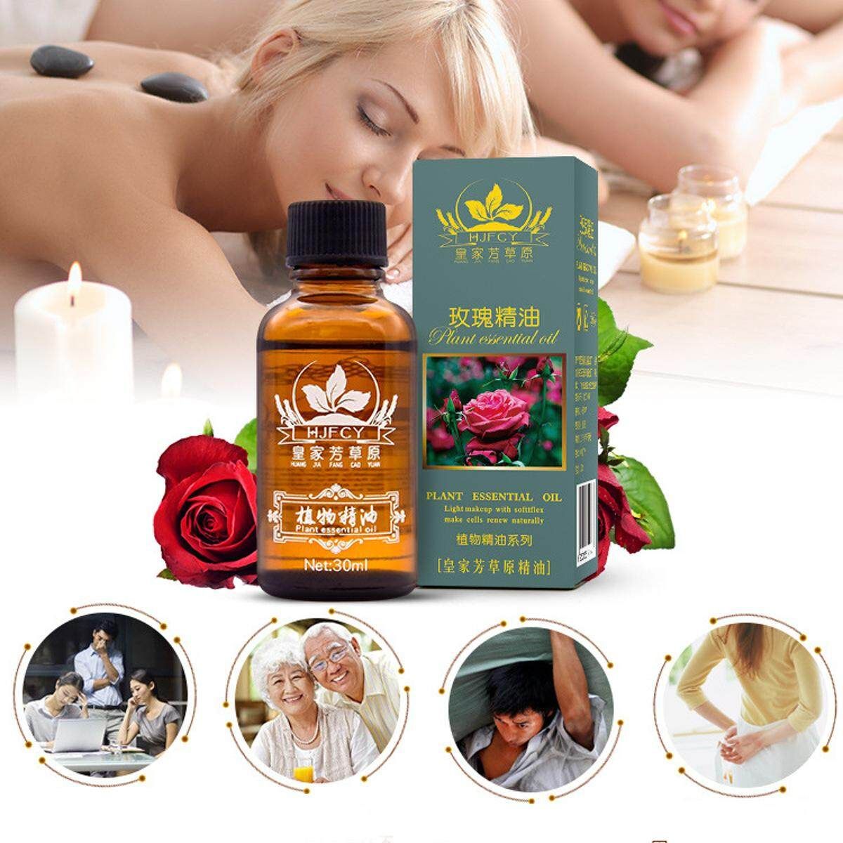 30ml Natural Plant Rose Lavender Olive Oil Essential Guasha Body Massage SPA Red