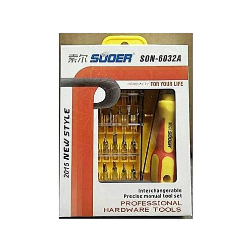 Suoer 6032-A 32 In 1 Magnetic Precision Screwdriver Kit Repair Tools Home Tool Set