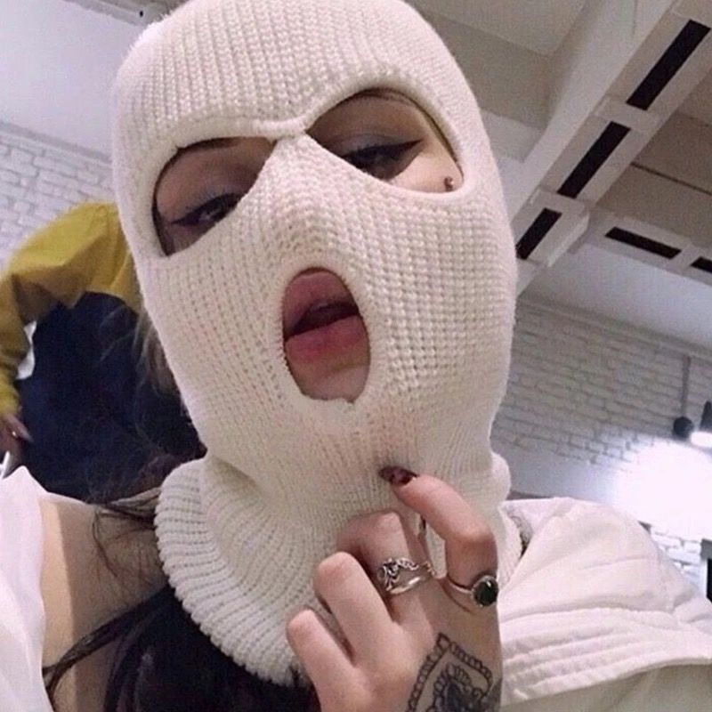 Luxury Wool Three Holes Balaclava White Face Mask