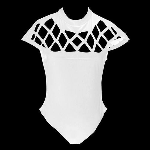 Women Ladies Sexy Long Sleeve Hollow Out Bodysuit Bodycon Bandage Jumpsuit Tops(#White)