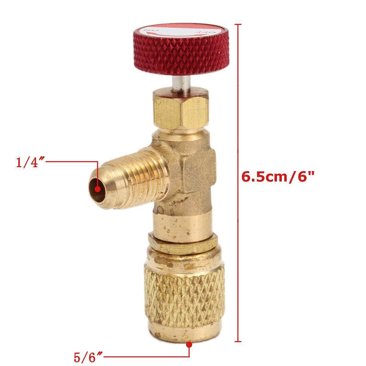 R410A AC Copper Flow Control Valve Adapter 1/4 To 5/16 For Refrigerant Charging Hose