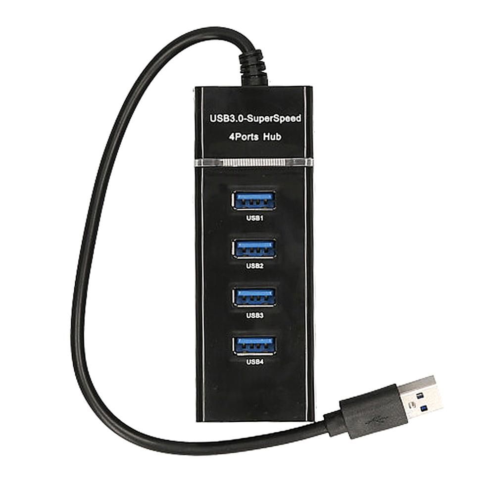 4-in-1 High-speed USB3.0 Hub USB3.0 Converter Support USB Fan Mouse Keyboard Mobile Hard Disk U Disk for PC Laptop Black