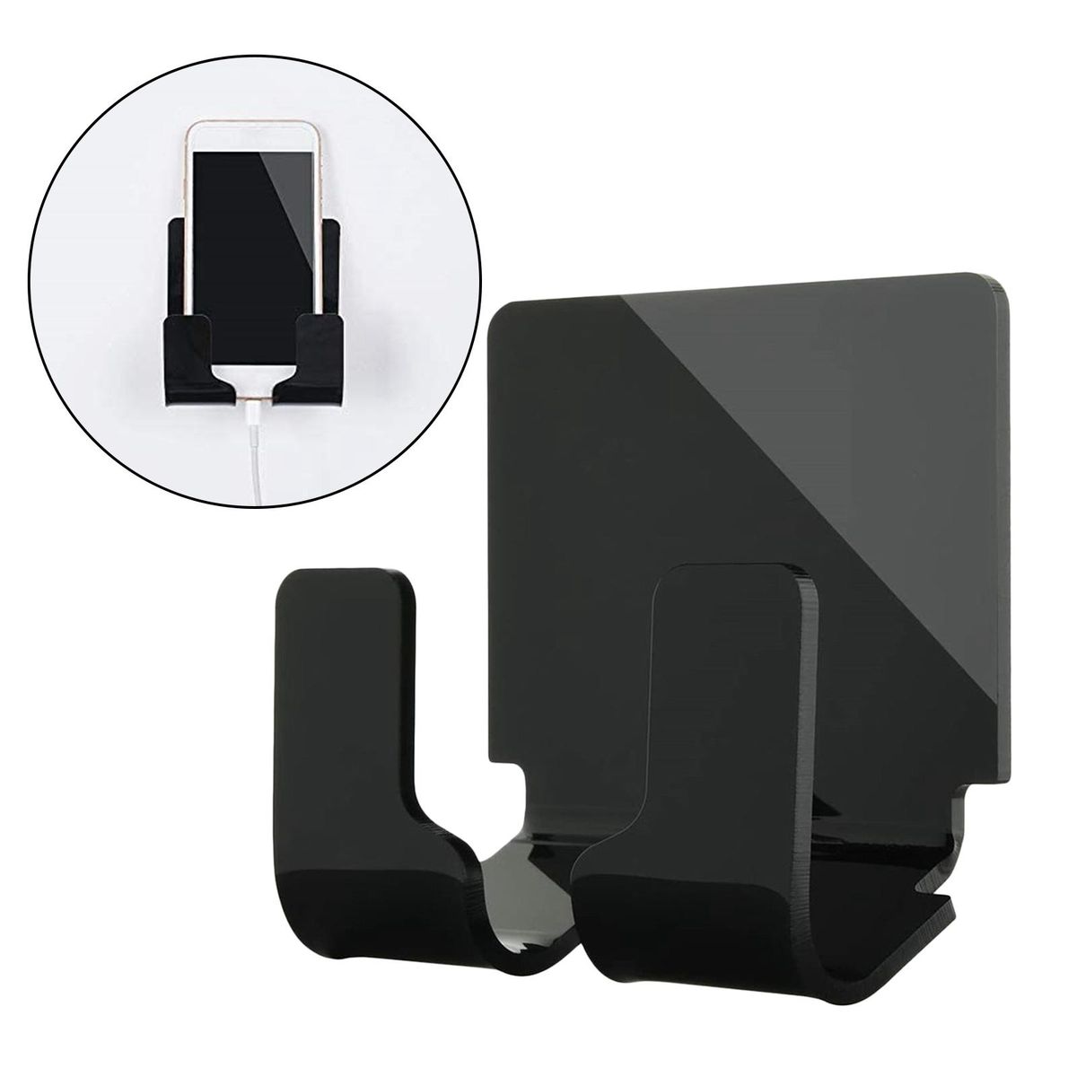 Phone Wall Charger Holder Remote Control Stand Black