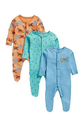 Baby Boy Tiger Sleepsuit 3-Pack
