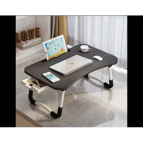 Foldable Laptop BedSide Table With Side Drawer