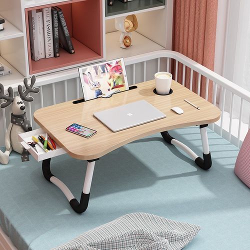 Adjustable Foldable Laptop & Bed Side Table With Drawer