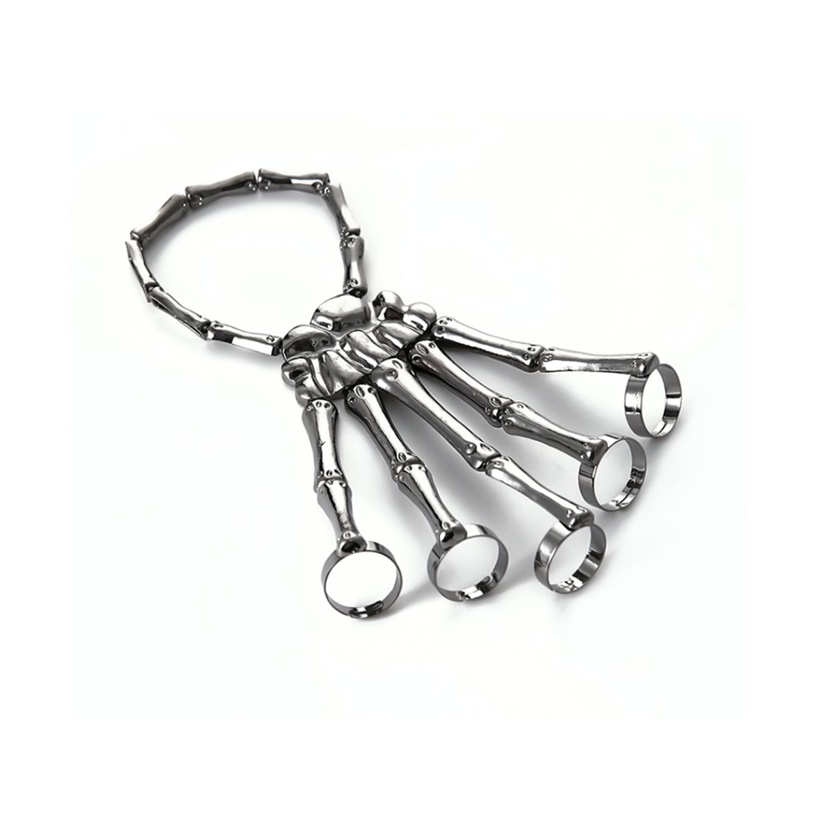 Fashion Personality Punk Skeleton Hand Bone Versatile -Finger Ring Bracelet Adjustable All-In-One Chain