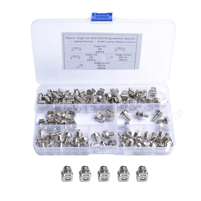 100x M5x16mm Cage Nuts Bolts And Washers - For Rack Mount Equipment