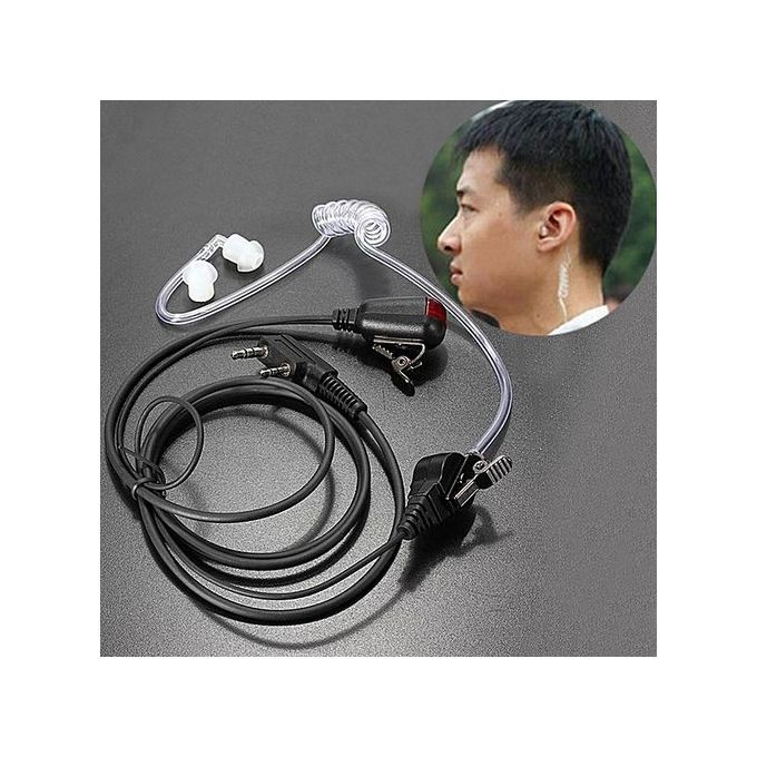 HT FBI Style Cool Mini Radio Walkie 2 Pin Talkie In-ear Headset Earphone Earpiece With Light