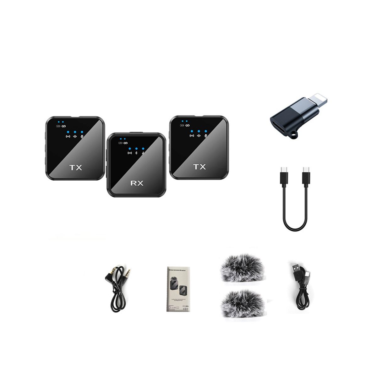 Wireless Noise Canceling Microphone System Portable Collar Clip Microphone Podcast Interview Camera Video Recording