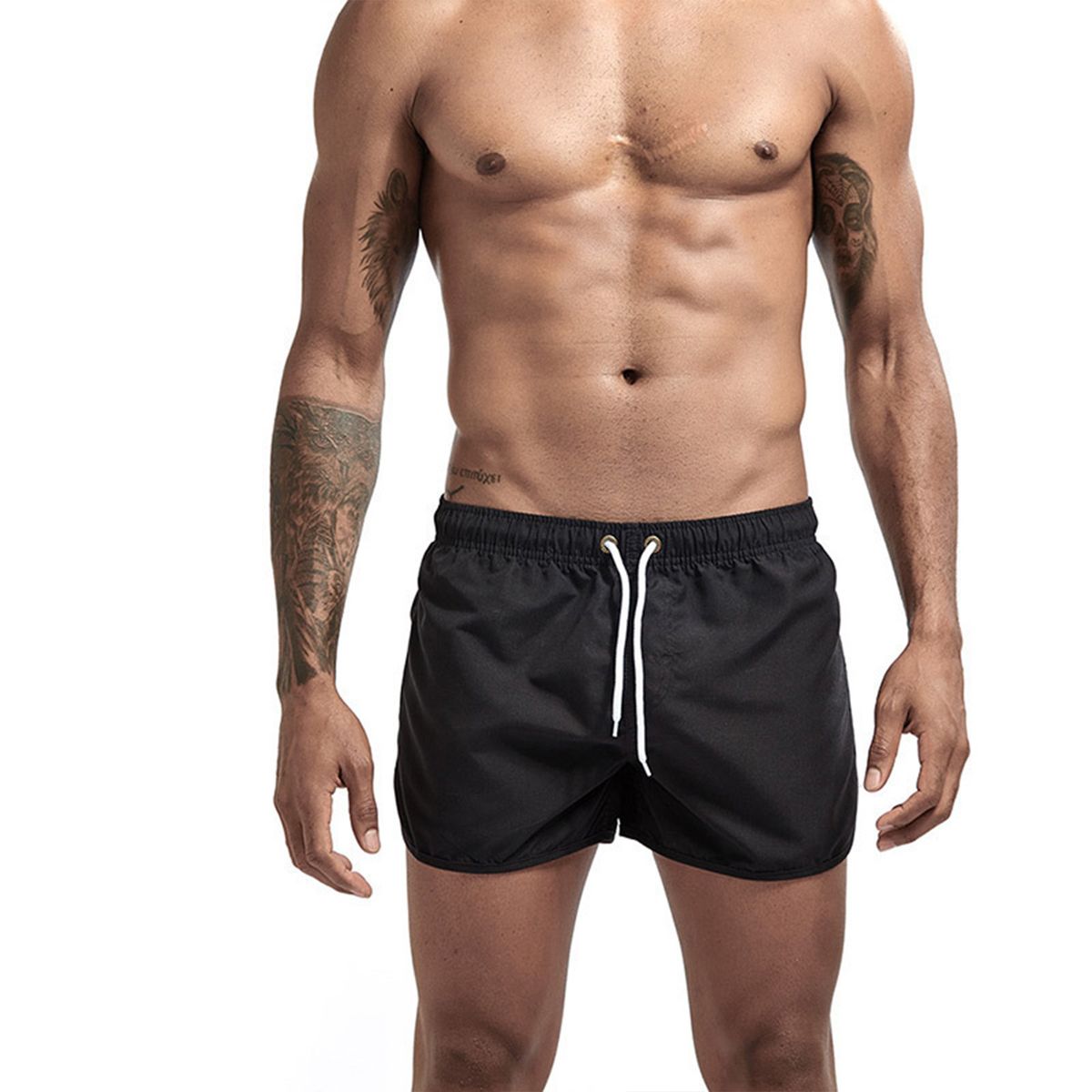 Men Summer Gym Running Shorts Daily Casual Wear Running Shorts-Black