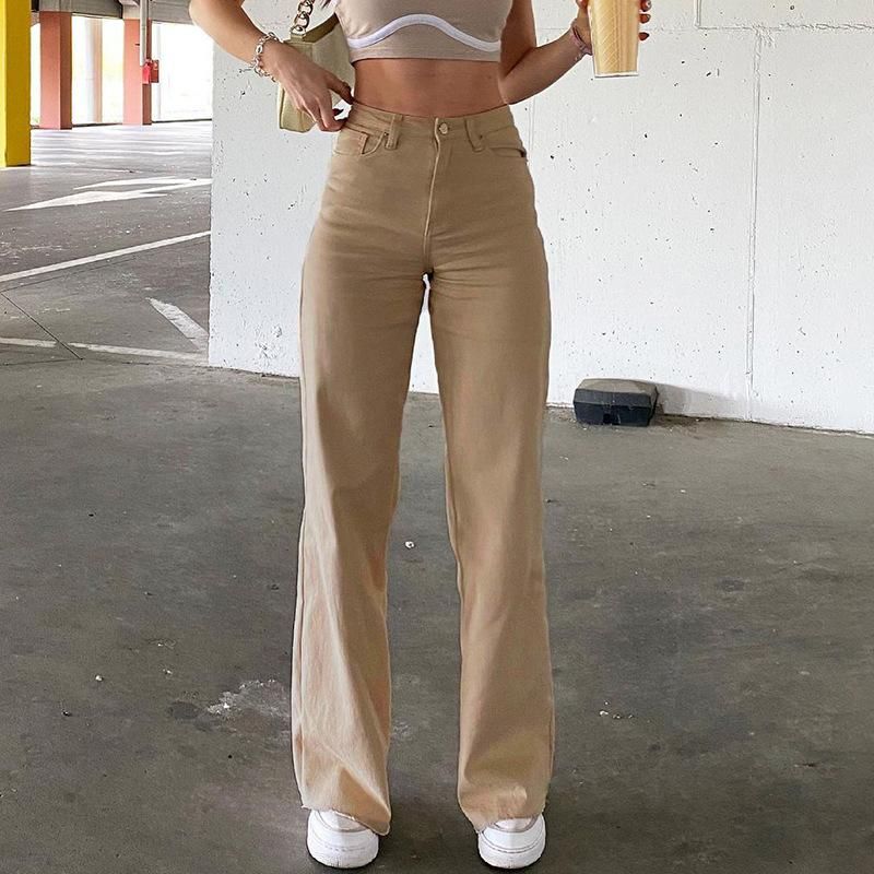 Feng 2023 New Solid Color Jeans for Women with a Loose and Slim Drop, High Waist, Micro Ragged Pants