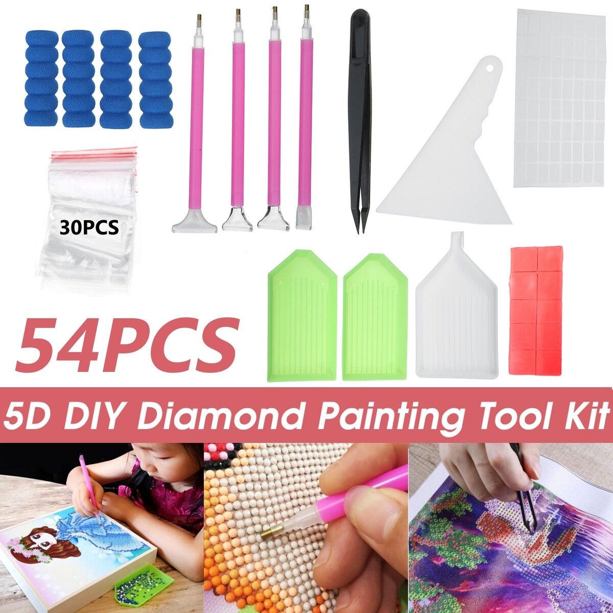 54PCS Diamond Tools Kit 5D Embroidery Accessories Set