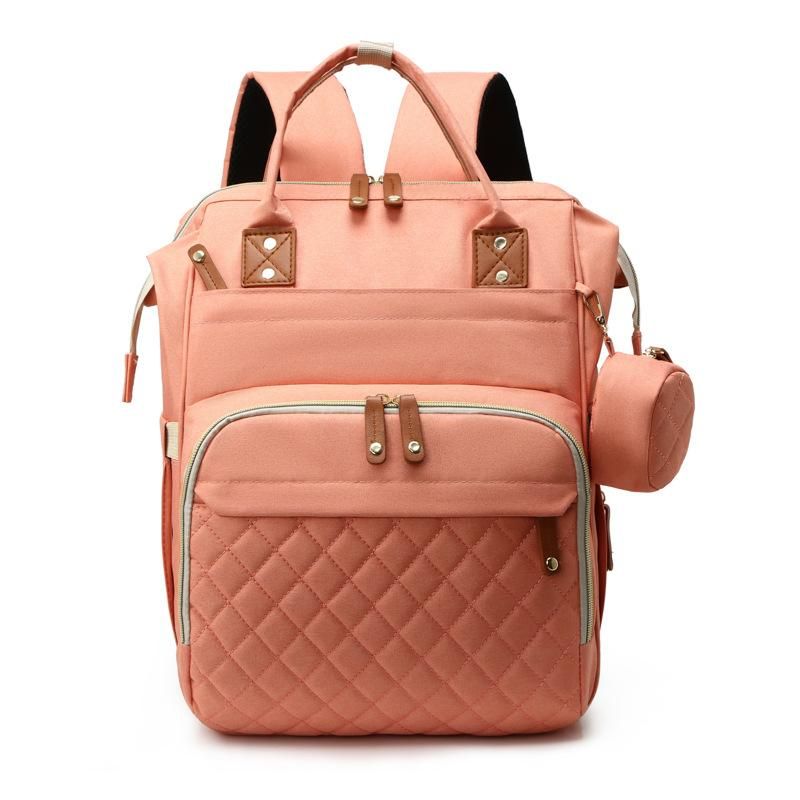 Mother and baby bag large-capacity lightweight mummy bag hanging stroller multi-function dry and wet separation anti-theft portable backpack wholesale Pink