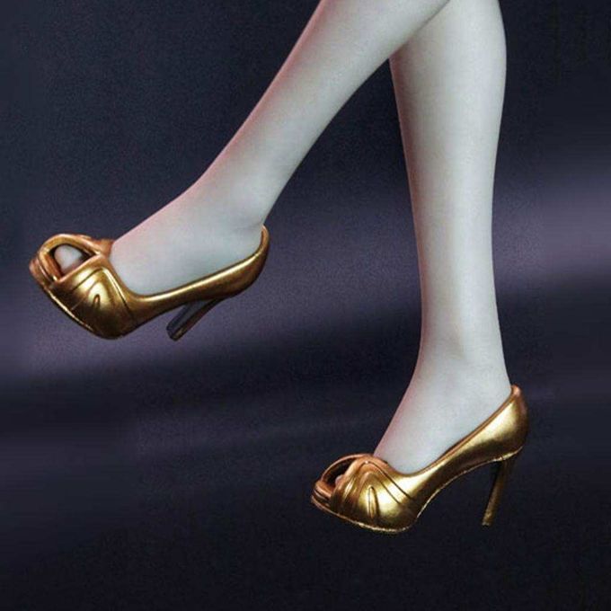 1:6 Womans High Heels Shoes Sandals For 12inch Action Figures Golden