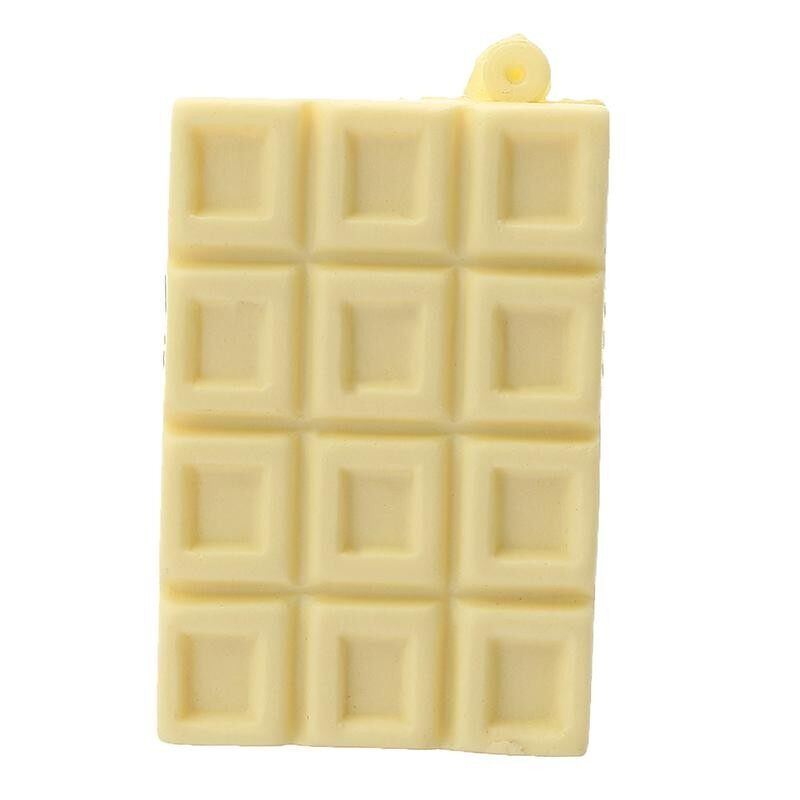 Squishy Crack Chocolate Bar Biscuit Cracker 5.5x1x6cm Sound With Packaging Collection Gift Decor Toy - Yellow Squares Apricot