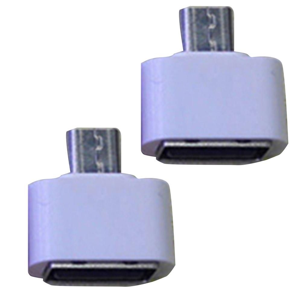 2Pcs Micro USB Male to USB 2.0 Adapter OTG Converter-White