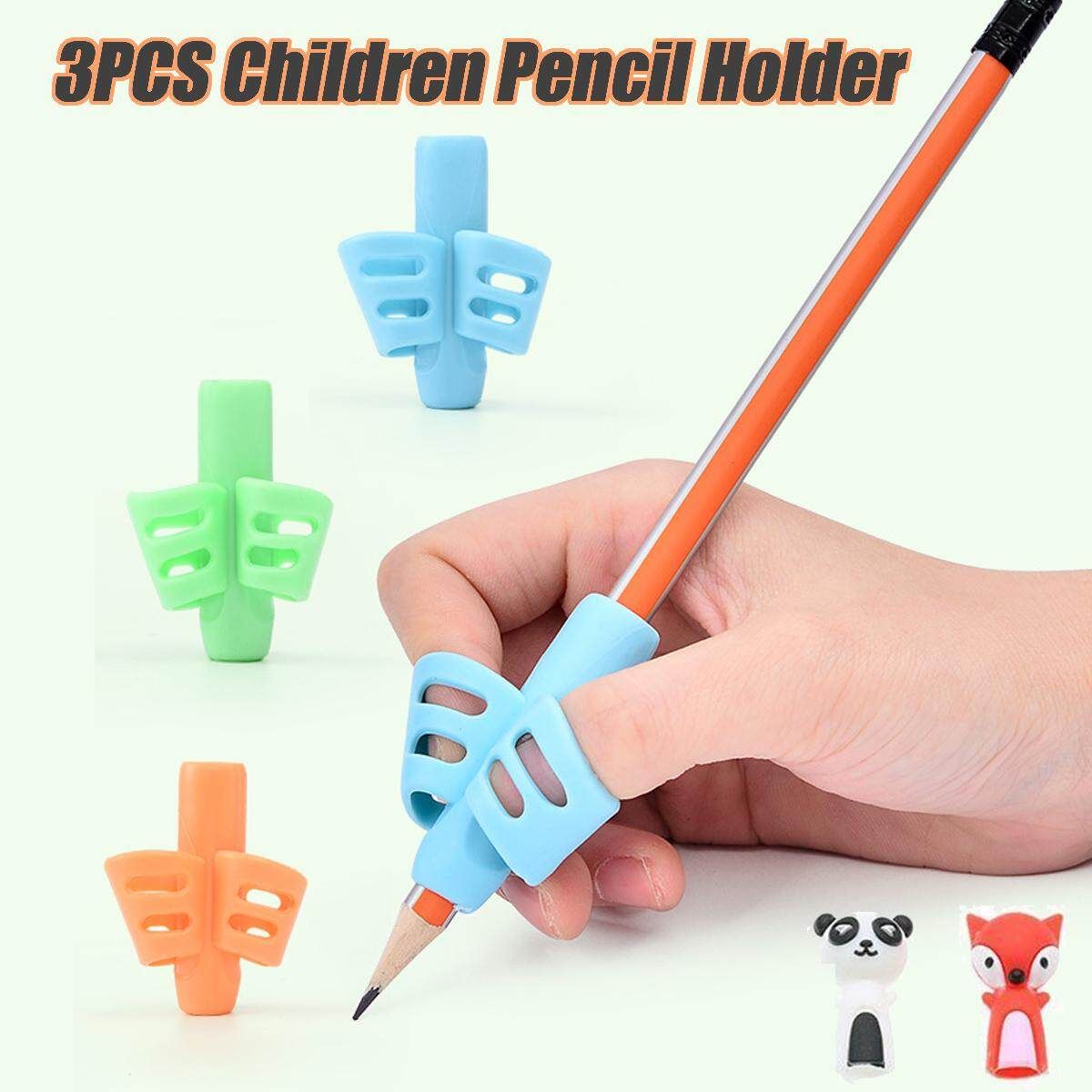 3PCS Children Kid Learning Writing Tool Hold Pencil Pen Aid Grip (Blue, Green, Yellow)