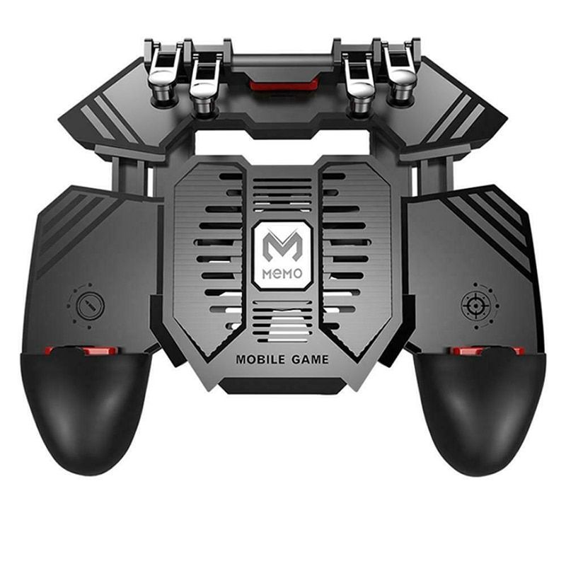 AK77 Pubg Mobile Game Controller 6 Fingers With Fan Pubg Trigger Gamepad Joystick For Android Ios Game Pad Movil With Battery