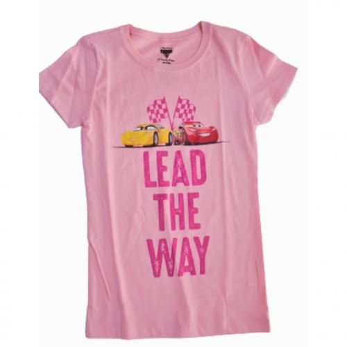 Girls 'Plays With Cars' Graphic Top With Magenta Foil- Pink
