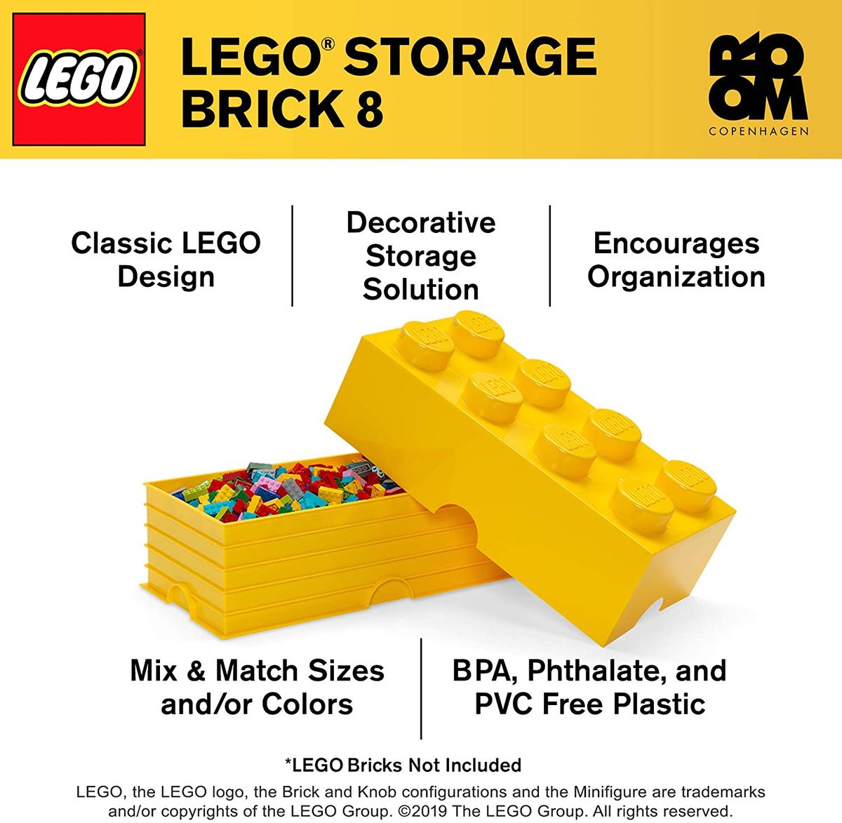 Room Copenhagen Brick 8 Knobs Stackable Storage Box - Yellow