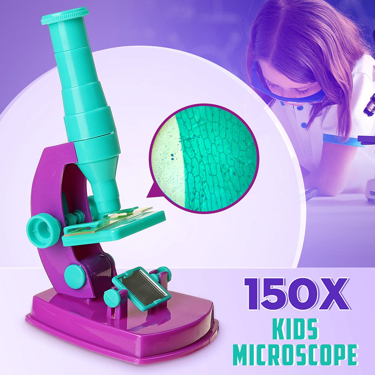 Kids 150X Microscope Educational Toy Science Activity Set Gift