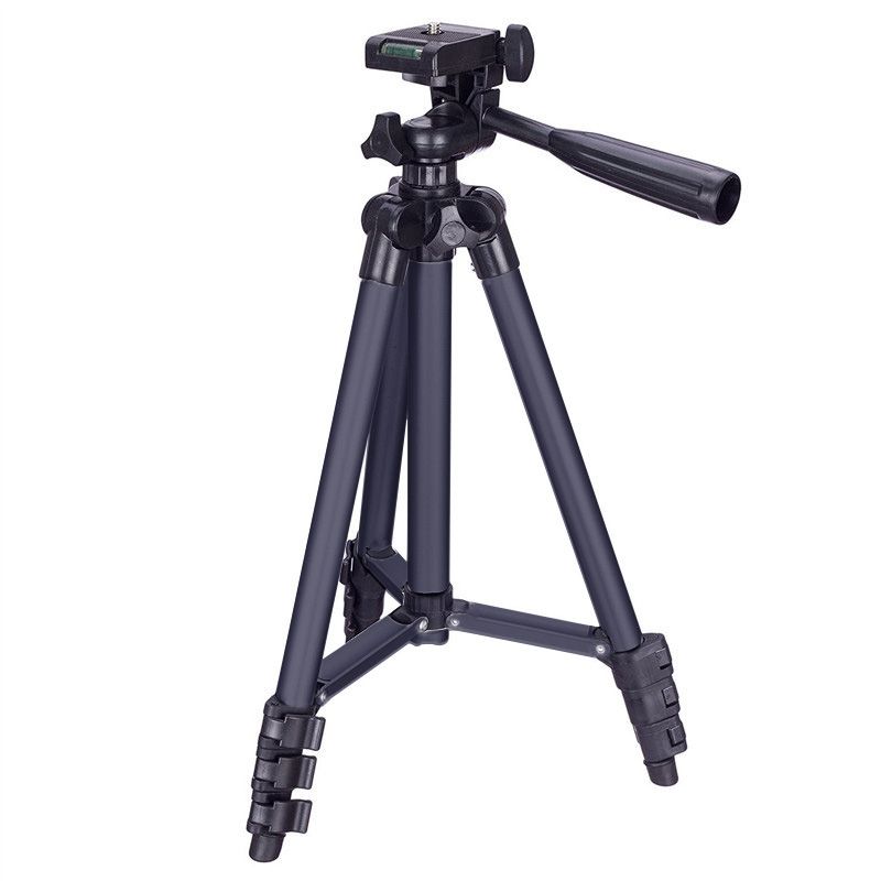 3120 Live Broadcast Tripod 4-Section Folding Legs Aluminum Alloy Tripod Mount, Adjustable Height: 34-103cm(Black)