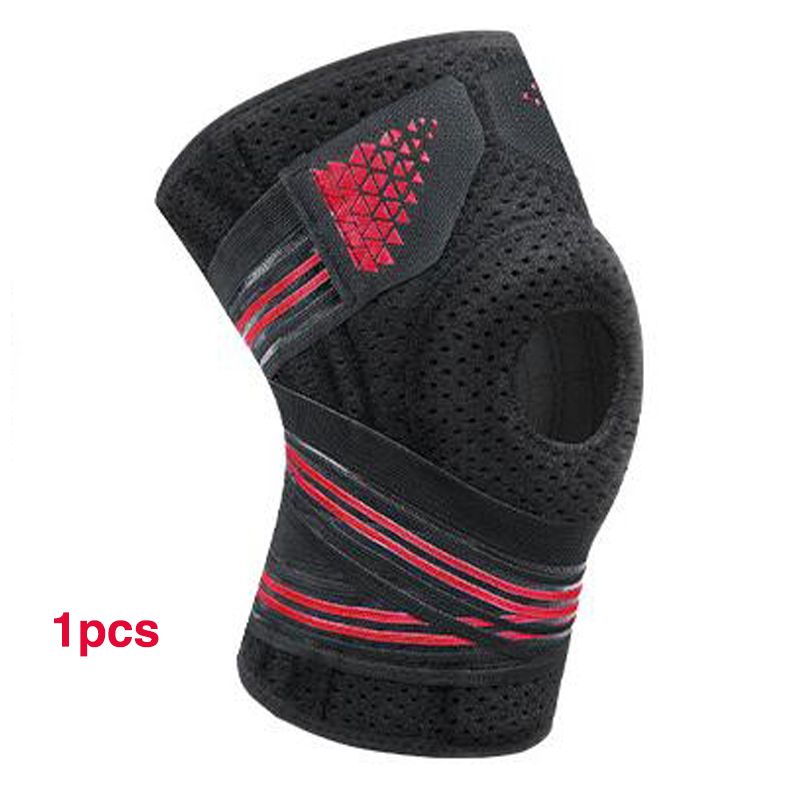 (1pcs Red)1Pcs Knee Adjustable Sports Leg Support Brace Wrap Protector Pads Sleeve Cap Patella Guard 3 Spring Bars,One Size,Five Colors SAB