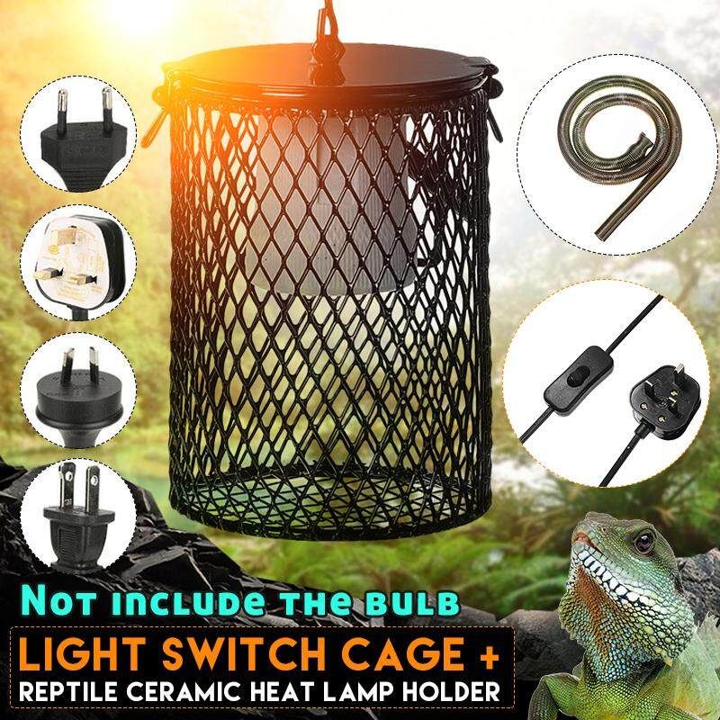 Reptile Ceramic Heat Lamp Holder + Light Switch Cage For Chicken Brooder Anti-bite Tube