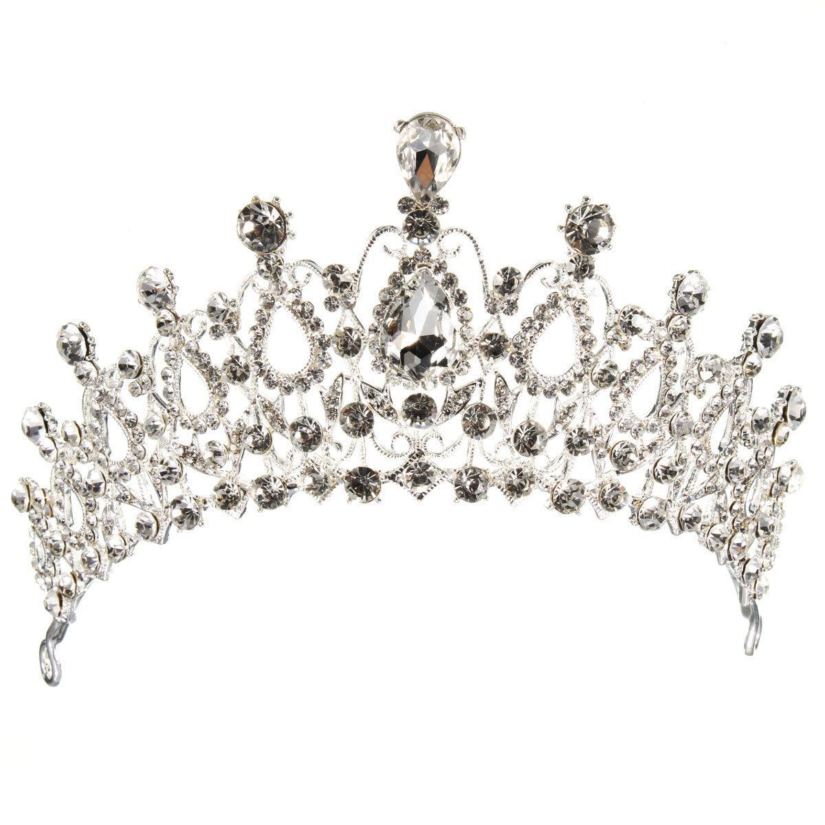 Elegant Rhinestone Crystal Tiara Crown Hair Jewelry Wedding Bridal Pageant Prom