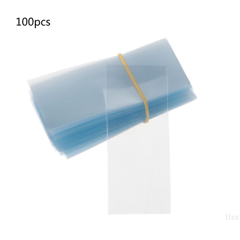 100Pc Flat PVC Heat Shrink Tubing Wrap For 1 X 18650 Shrink
