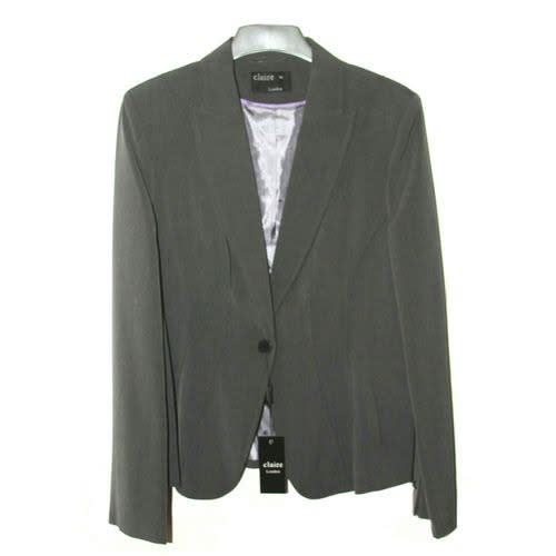 Grey Long Sleeves Formal Skirt Suit