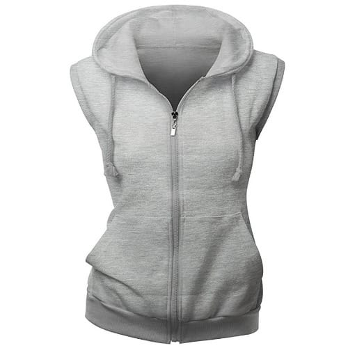 Women's Grey Sleevless Hoody Sweatshirt