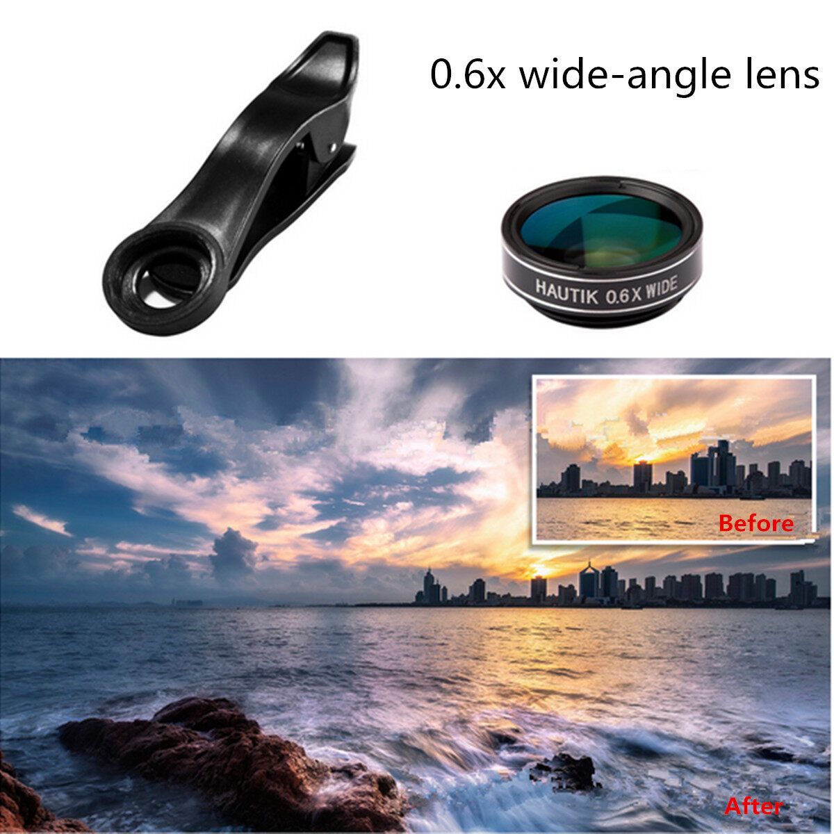 5 In 1 Phone Camera Lens Fish Eye Wide Angle Macro Clip Set For Cellphone