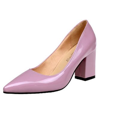Block Heel Patent Leather Pointee Cover Shoe-ONIONS