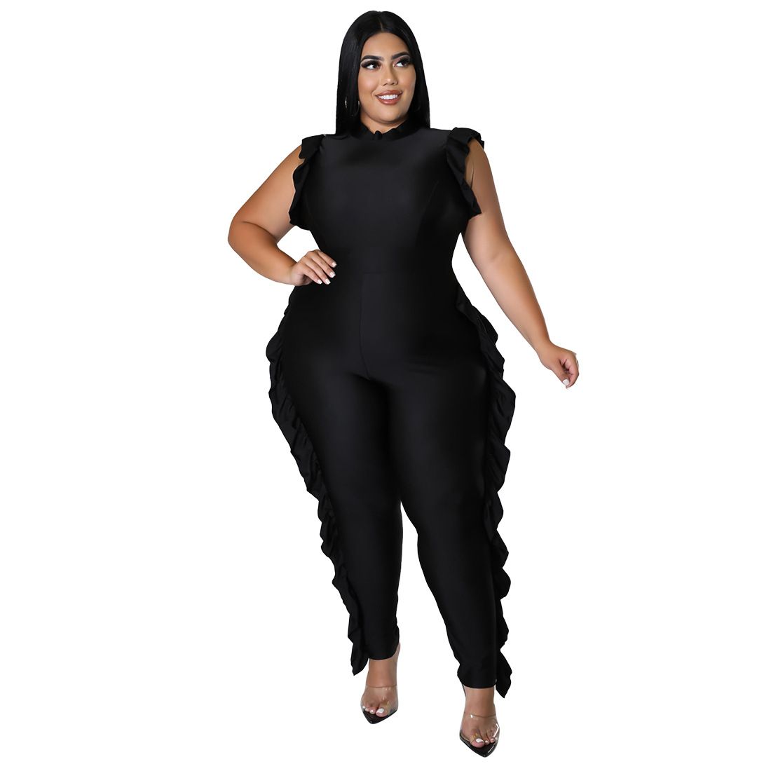 Orange Black Y One-Piece Plus Size Women Clothing Sets Suit Large Size Ladies