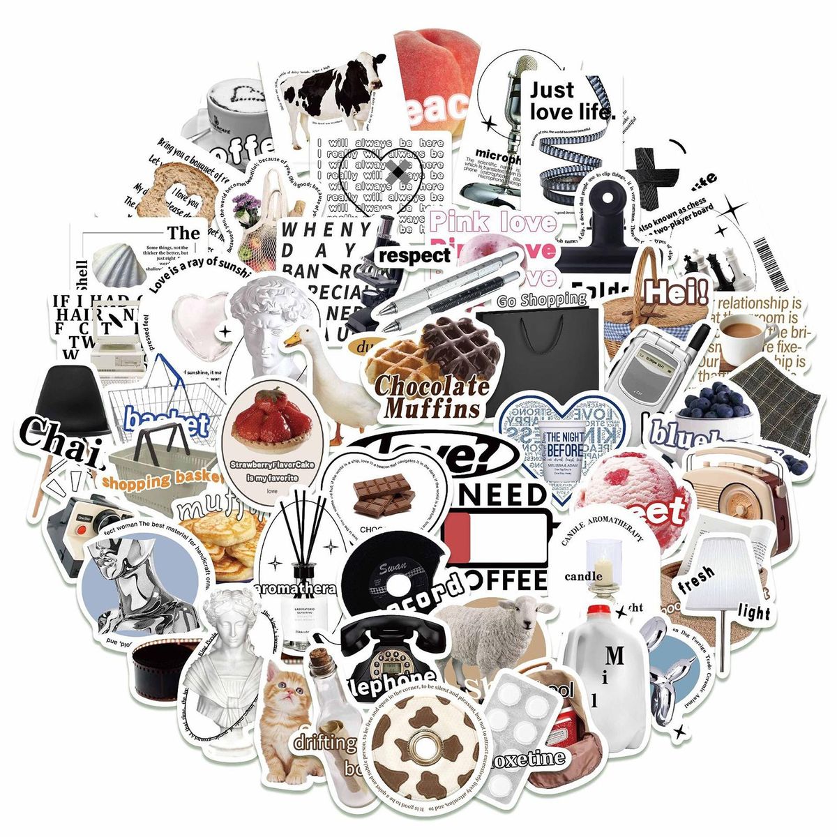 55PcsSet Cartoon Stickers Cartoon Decals Water Bottle Phone Car Stickers